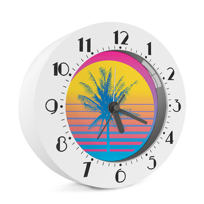 Retrowave Sunset Palm Tree Print Alarm Clock