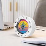 Retrowave Sunset Palm Tree Print Alarm Clock
