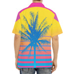 Retrowave Sunset Palm Tree Print Aloha Shirt