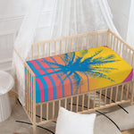Retrowave Sunset Palm Tree Print Baby Crib Sheet