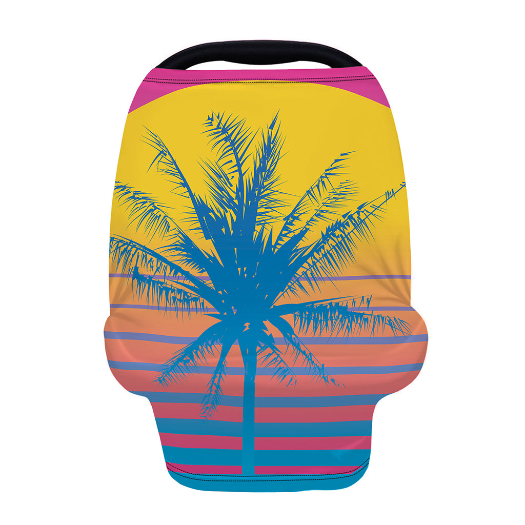 Retrowave Sunset Palm Tree Print Baby Seat Cover