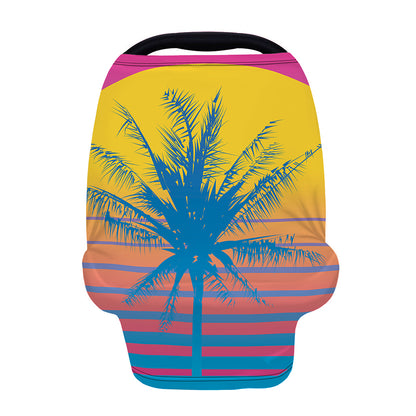 Retrowave Sunset Palm Tree Print Baby Seat Cover