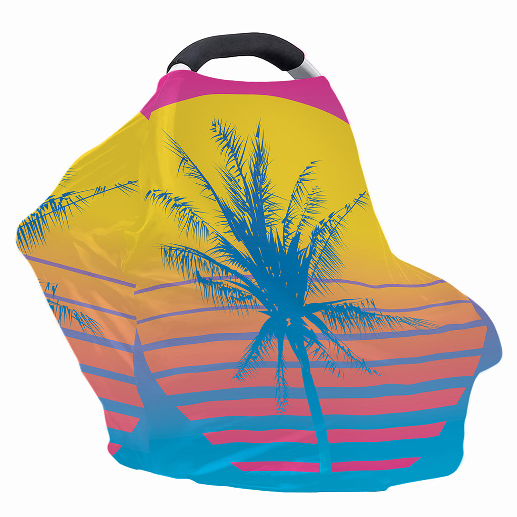 Retrowave Sunset Palm Tree Print Baby Seat Cover