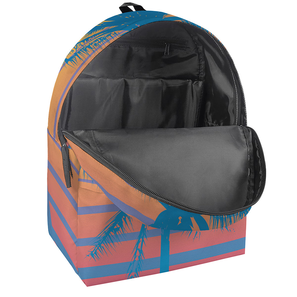 Retrowave Sunset Palm Tree Print Backpack