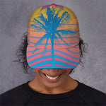 Retrowave Sunset Palm Tree Print Baseball Cap