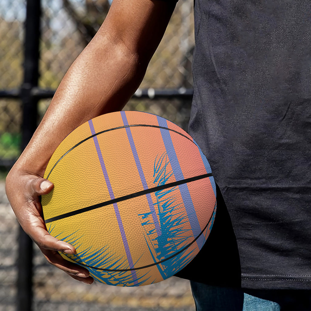 Retrowave Sunset Palm Tree Print Basketball