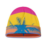 Retrowave Sunset Palm Tree Print Beanie