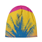 Retrowave Sunset Palm Tree Print Beanie