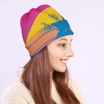 Retrowave Sunset Palm Tree Print Beanie