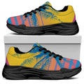 Retrowave Sunset Palm Tree Print Black Chunky Shoes