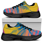 Retrowave Sunset Palm Tree Print Black Chunky Shoes