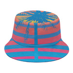 Retrowave Sunset Palm Tree Print Bucket Hat