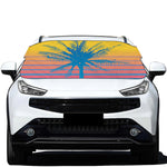 Retrowave Sunset Palm Tree Print Car Windshield Snow Cover