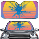 Retrowave Sunset Palm Tree Print Car Windshield Sun Shade