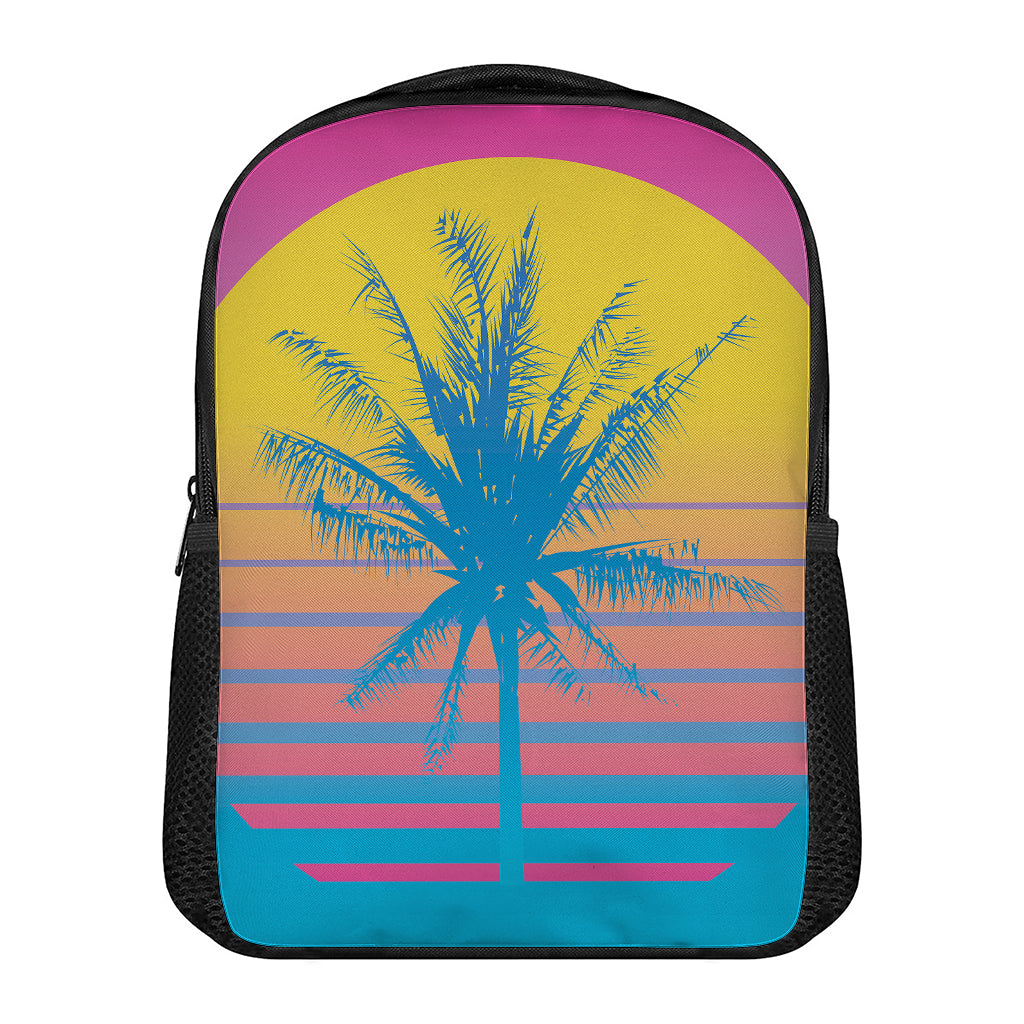 Retrowave Sunset Palm Tree Print Casual Backpack