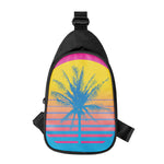 Retrowave Sunset Palm Tree Print Chest Bag