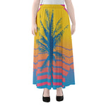 Retrowave Sunset Palm Tree Print Chiffon Maxi Skirt