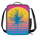 Retrowave Sunset Palm Tree Print Crossbody Lunch Bag