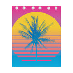 Retrowave Sunset Palm Tree Print Curtain