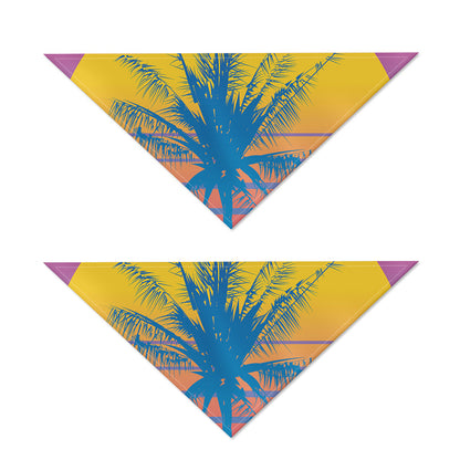 Retrowave Sunset Palm Tree Print Dog Bandana