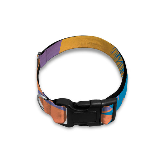 Retrowave Sunset Palm Tree Print Dog Collar