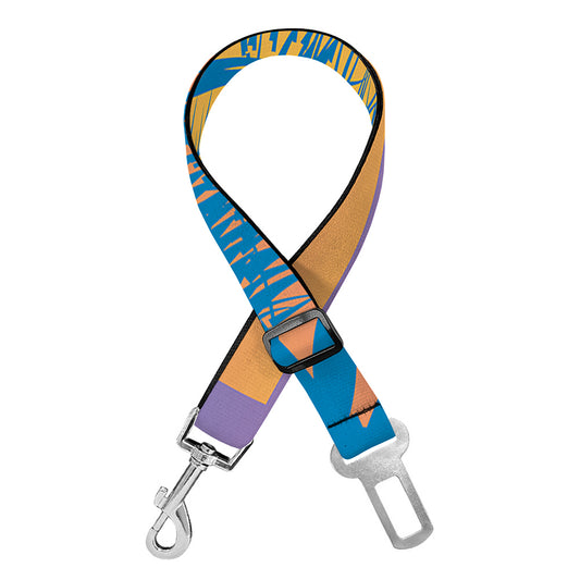 Retrowave Sunset Palm Tree Print Dog Seat Belt