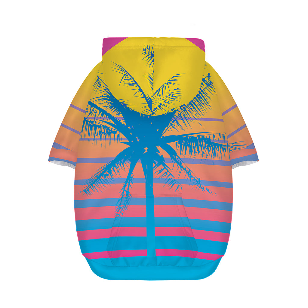 Retrowave Sunset Palm Tree Print Dog Zip Up Hoodie