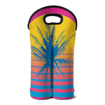 Retrowave Sunset Palm Tree Print Double Neoprene Wine Tote