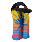 Retrowave Sunset Palm Tree Print Double Neoprene Wine Tote