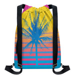 Retrowave Sunset Palm Tree Print Drawstring Backpack