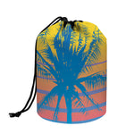 Retrowave Sunset Palm Tree Print Drawstring Makeup Bag