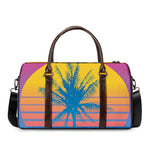 Retrowave Sunset Palm Tree Print Duffle Bag