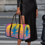 Retrowave Sunset Palm Tree Print Duffle Bag