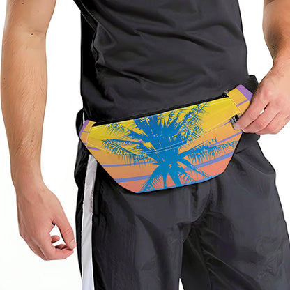 Retrowave Sunset Palm Tree Print Fanny Pack