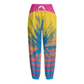 Retrowave Sunset Palm Tree Print Fleece Lined Knit Pants