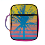 Retrowave Sunset Palm Tree Print Front Pocket Bible Bag