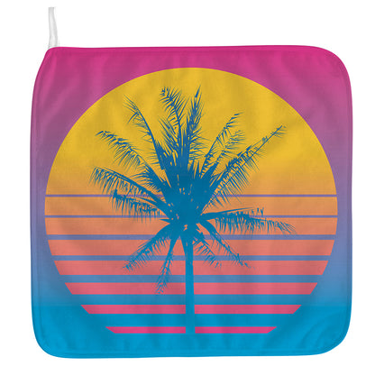 Retrowave Sunset Palm Tree Print Hand Towel