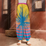 Retrowave Sunset Palm Tree Print Harem Pants