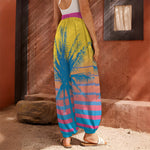 Retrowave Sunset Palm Tree Print Harem Pants