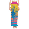 Retrowave Sunset Palm Tree Print High Slit Maxi Skirt
