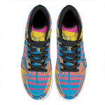 Retrowave Sunset Palm Tree Print High Top Leather Sneakers