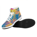 Retrowave Sunset Palm Tree Print High Top Leather Sneakers
