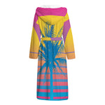 Retrowave Sunset Palm Tree Print Hooded Bathrobe