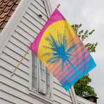 Retrowave Sunset Palm Tree Print House Flag