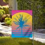 Retrowave Sunset Palm Tree Print House Flag