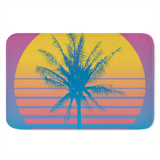 Retrowave Sunset Palm Tree Print Indoor Door Mat