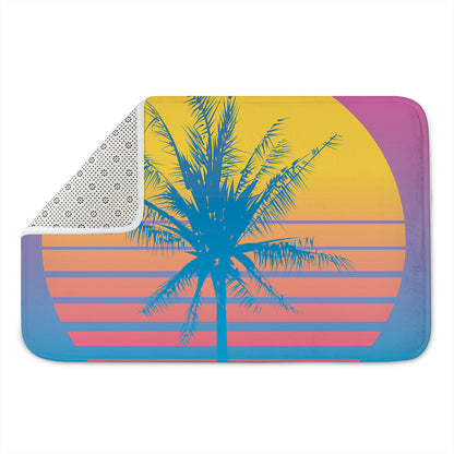 Retrowave Sunset Palm Tree Print Indoor Door Mat