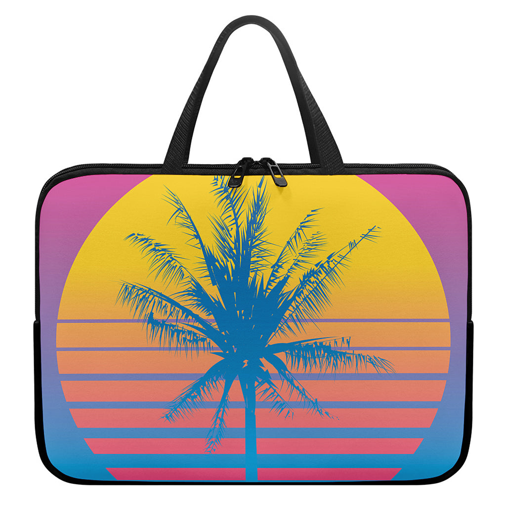 Retrowave Sunset Palm Tree Print Laptop Sleeve With Handle