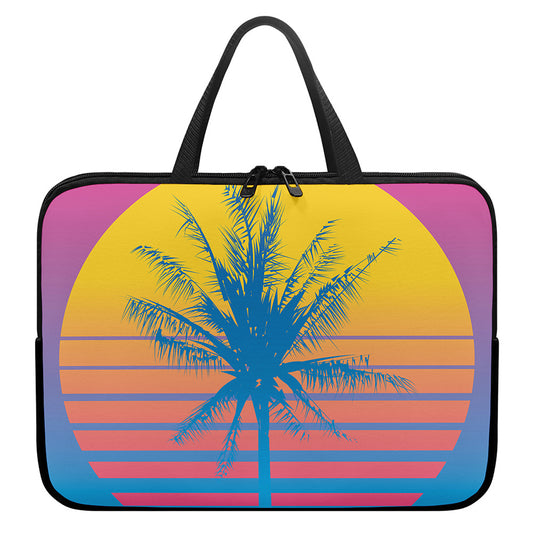 Retrowave Sunset Palm Tree Print Laptop Sleeve With Handle