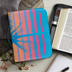 Retrowave Sunset Palm Tree Print Leather Bible Cover